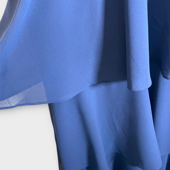 Lulu's Midi Cocktail Party Dress MEDIUM Blue V-neck Tiered Wedding Holiday NEW - Picture 8 of 11